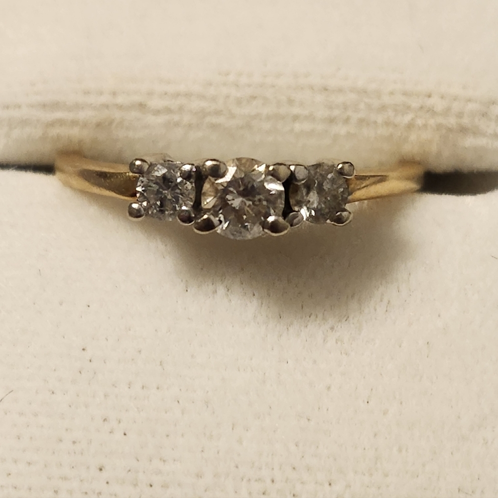 Vintage 14K Gold Three-Stone Diamond Engagement Ring